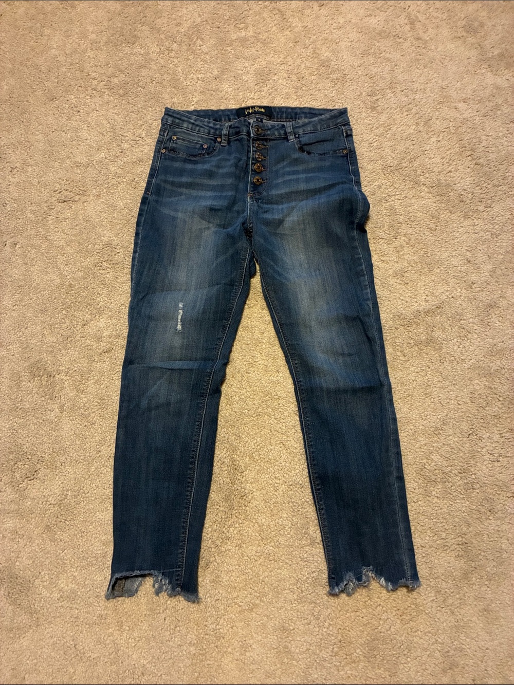 Indigo Rein High-Rise Button-Fly Jeans - Dark Blue